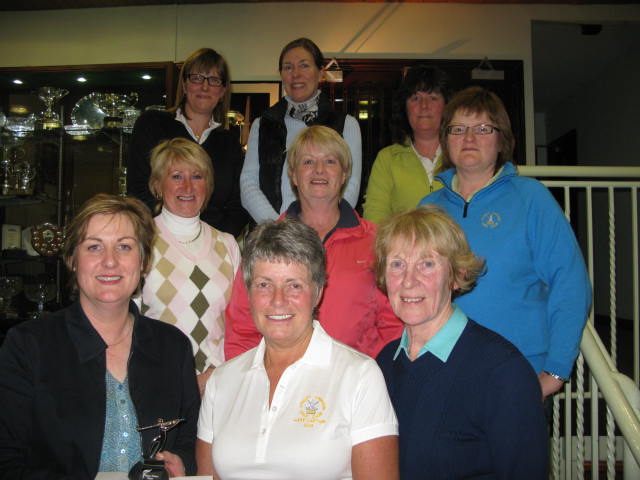 Front Row Left to Right : J Kelly winner Lady Captain H Johnston T McVeigh - Middle Row L to R : C Cassidy, B McAnaney, P McCrory - Back Row l-r: G Steed, E Mawhinney, D Carolan Front Row Left to Right : J Kelly winner Lady Captain H Johnston T McVeigh - Middle Row L to R : C Cassidy, B McAnaney, P McCrory - Back Row l-r: G Steed, E Mawhinney, D Carolan