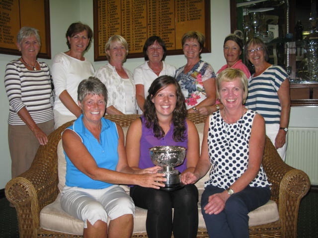 Front row Left to right : Hilary Johnston(Lady Captain) Carina Oliver (Winner) Sheila Steenson (Sponsor) Back Row Left to Right : Marjorie Compson, Kathleen Mallon, Brigid McEneaney, Ann McDonald, Vera Ellingham, Pauline Gingles and Toni  McManus